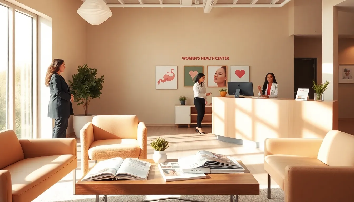Welcoming reception area of a women’s health center.